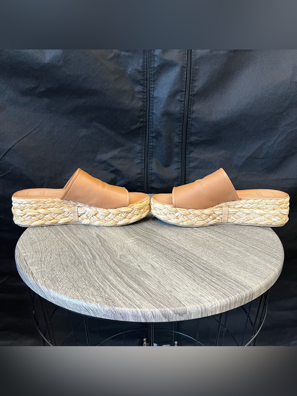 Dolce Vita Raffia Platform Pablo Sandals in Honey Leather- Size 7.5 - Picture 5 of 12
